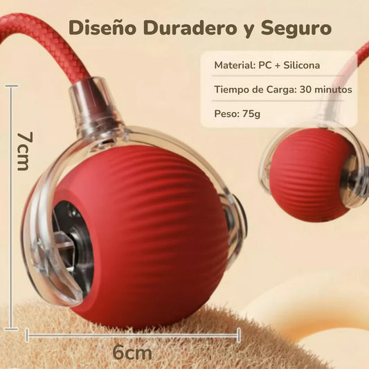 Pelota interactiva roja de 7 × 6 cm, de policarbonato y silicona, 75 g