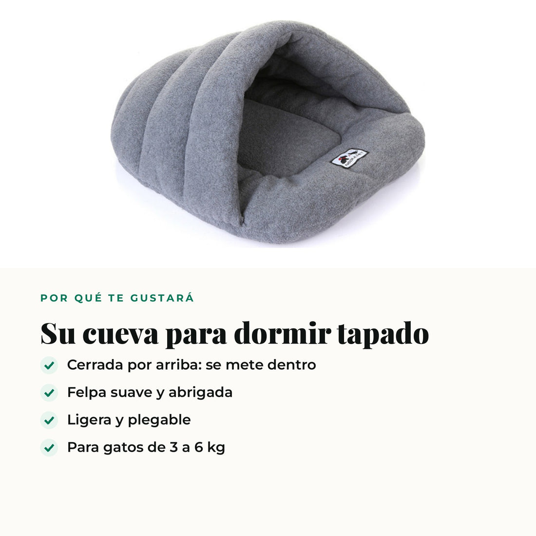 Cama Cueva de Felpa para Gatos · Talla M