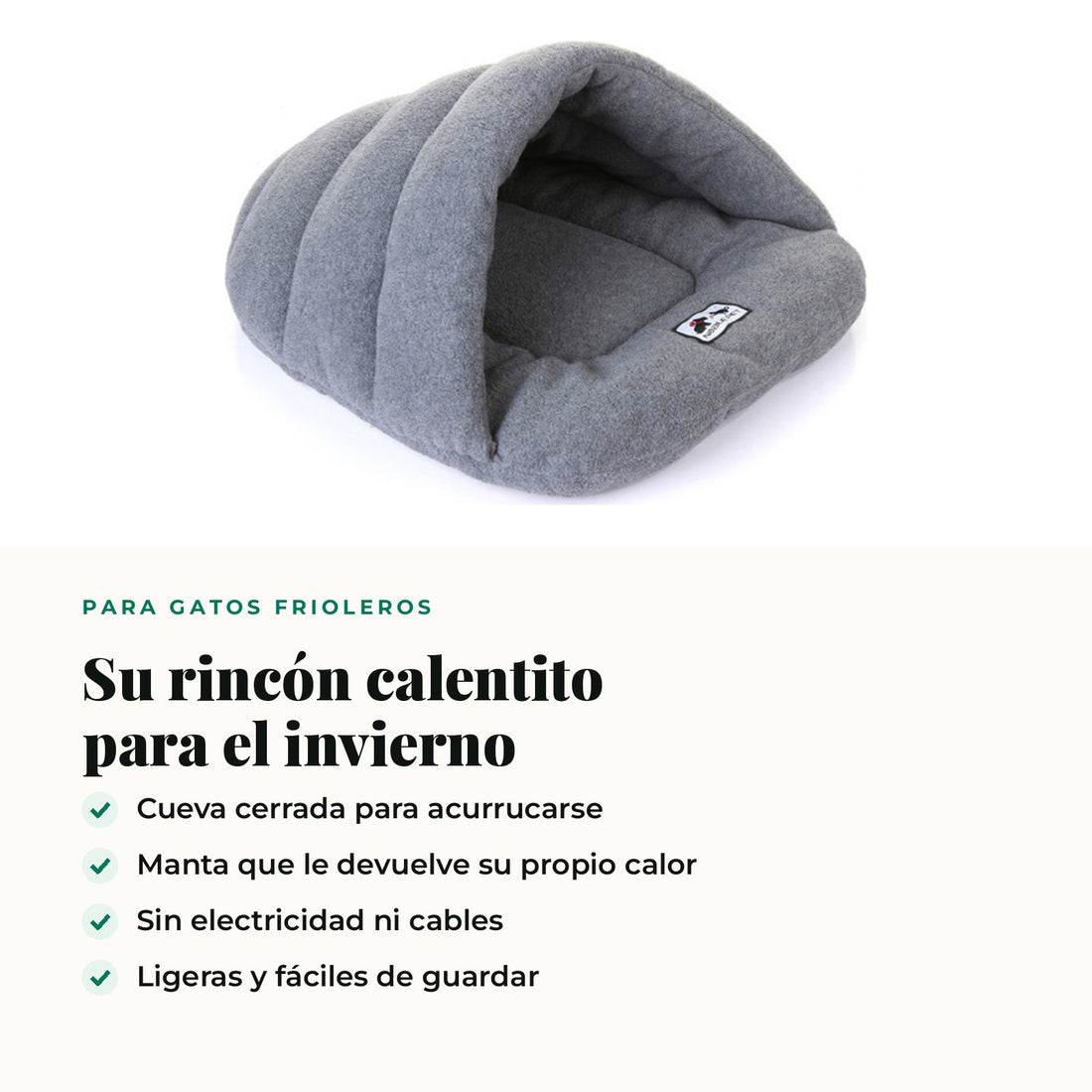 Kit Invierno Gato · Cama Cueva + Manta Autocalentable