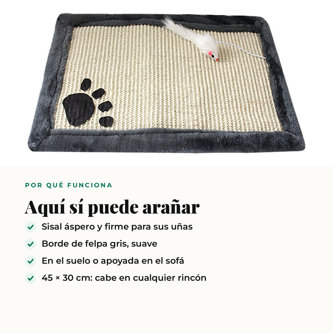 Alfombra Rascadora de Sisal para Gatos · 45 × 30 cm